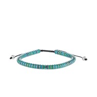 Bracelet Homme ajustable perles disques en acier et pierre
