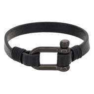 Bracelet Homme en cuir et acier avec détail corde