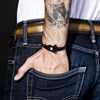 Bracelet Homme en cuir et acier avec détail corde - vue V2