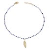 Chaîne de cheville plume pendante perles Miyuki dégradé de bleu Plaqué OR 750 3 microns - vue V1