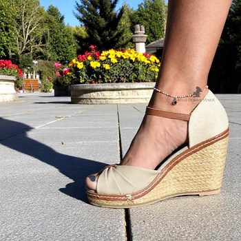 Anklet chain sun pendant Miyuki red, pink and white pearls Gold-plated 750 3 microns