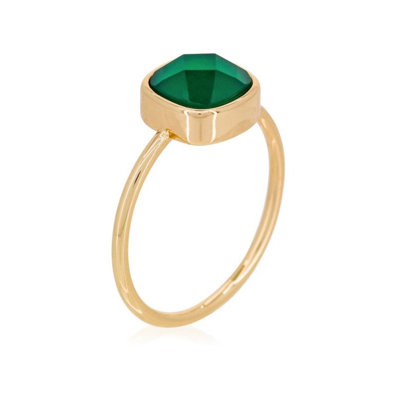 Bague dorée 'Ella' Agate verte