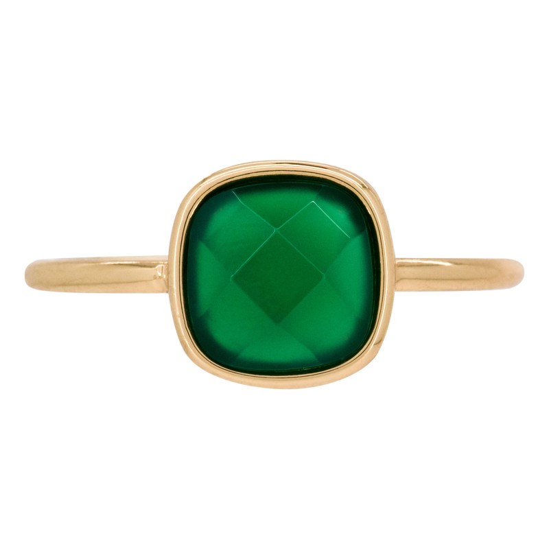 Bague dorée 'Ella' Agate verte - vue 3