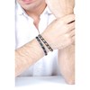 Bracelet souple mono-motif en Acier 316L et cuir - blanc brillant - vue V3