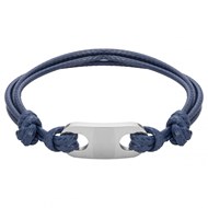 Bracelet souple mono-motif en Acier 316L et cordon - blanc brillant