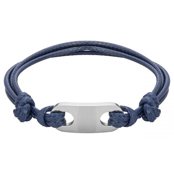 Bracelet souple mono-motif en Acier 316L et cordon - blanc brillant