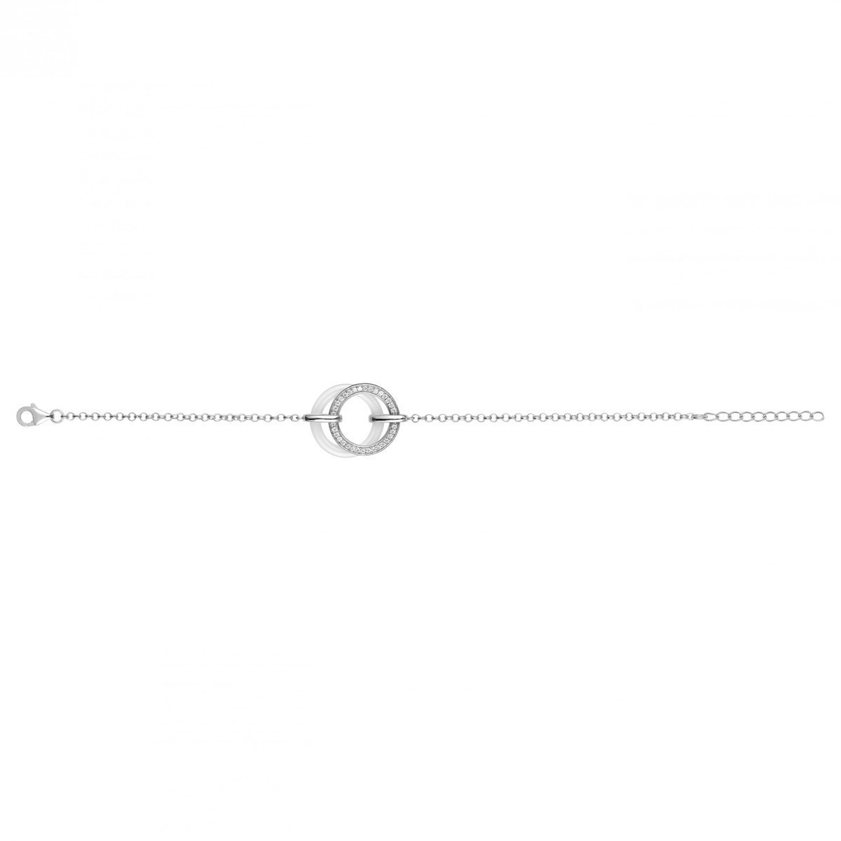 Bracelet souple mono-motif en Argent 925 millièmes et céramique - blanc brillant