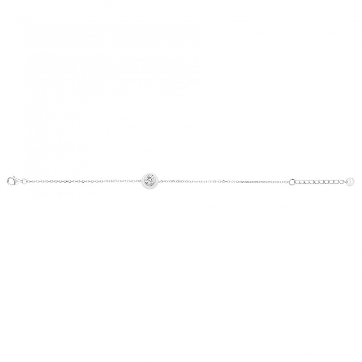 Bracelet souple mono-motif en Argent 925 millièmes et céramique - blanc brillant