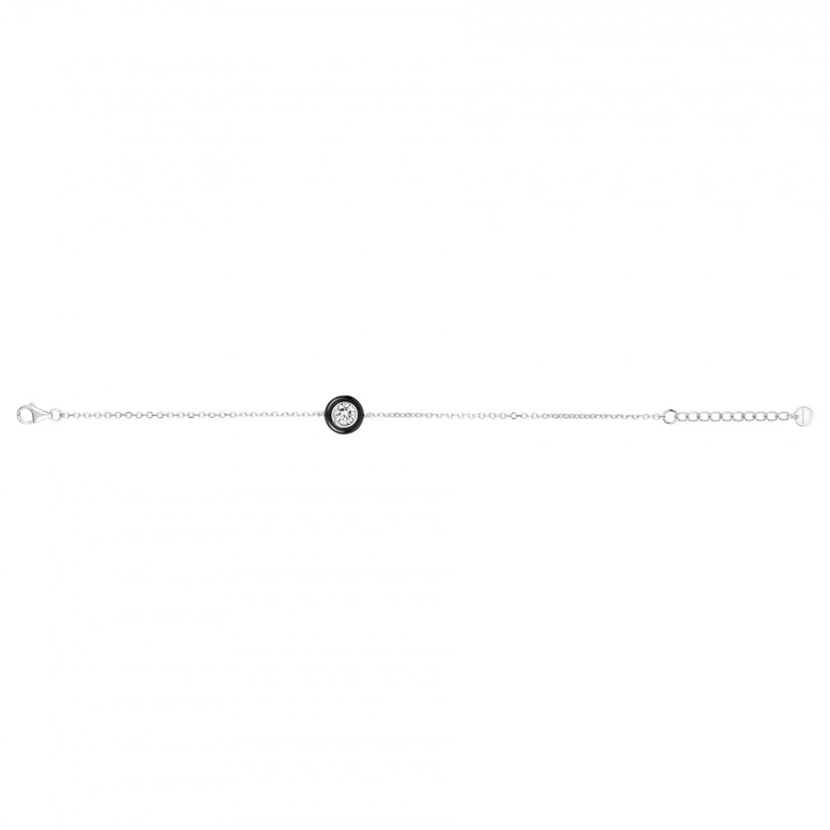 Bracelet souple mono-motif en Argent 925 millièmes et céramique - blanc brillant