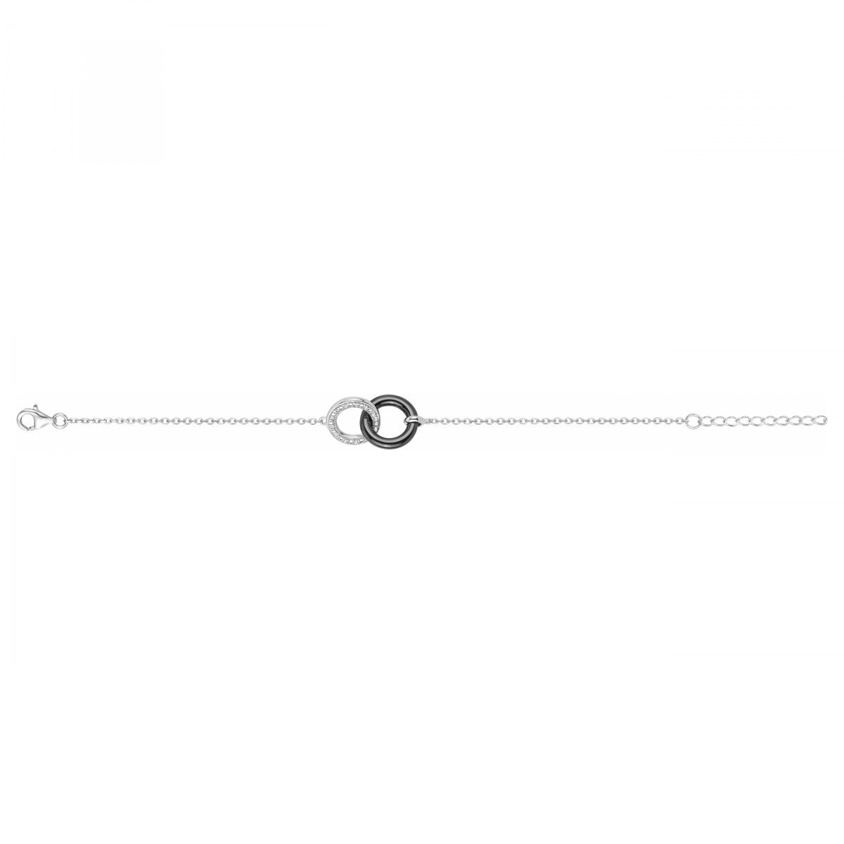 Bracelet souple mono-motif en Argent 925 millièmes et céramique - blanc brillant