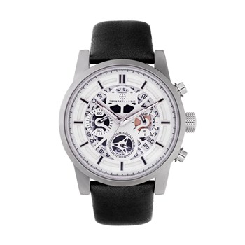 Montre chronographe squelette avec date bracelet cuir collection horlogère française OCTAVE