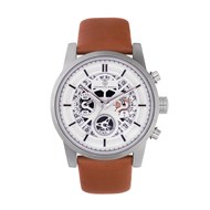 Montre chronographe squelette avec date bracelet cuir collection horlogère française OCTAVE