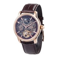 Montre automatique boîtier rond bracelet cuir véritable EARNSHAW Longitude Shadow