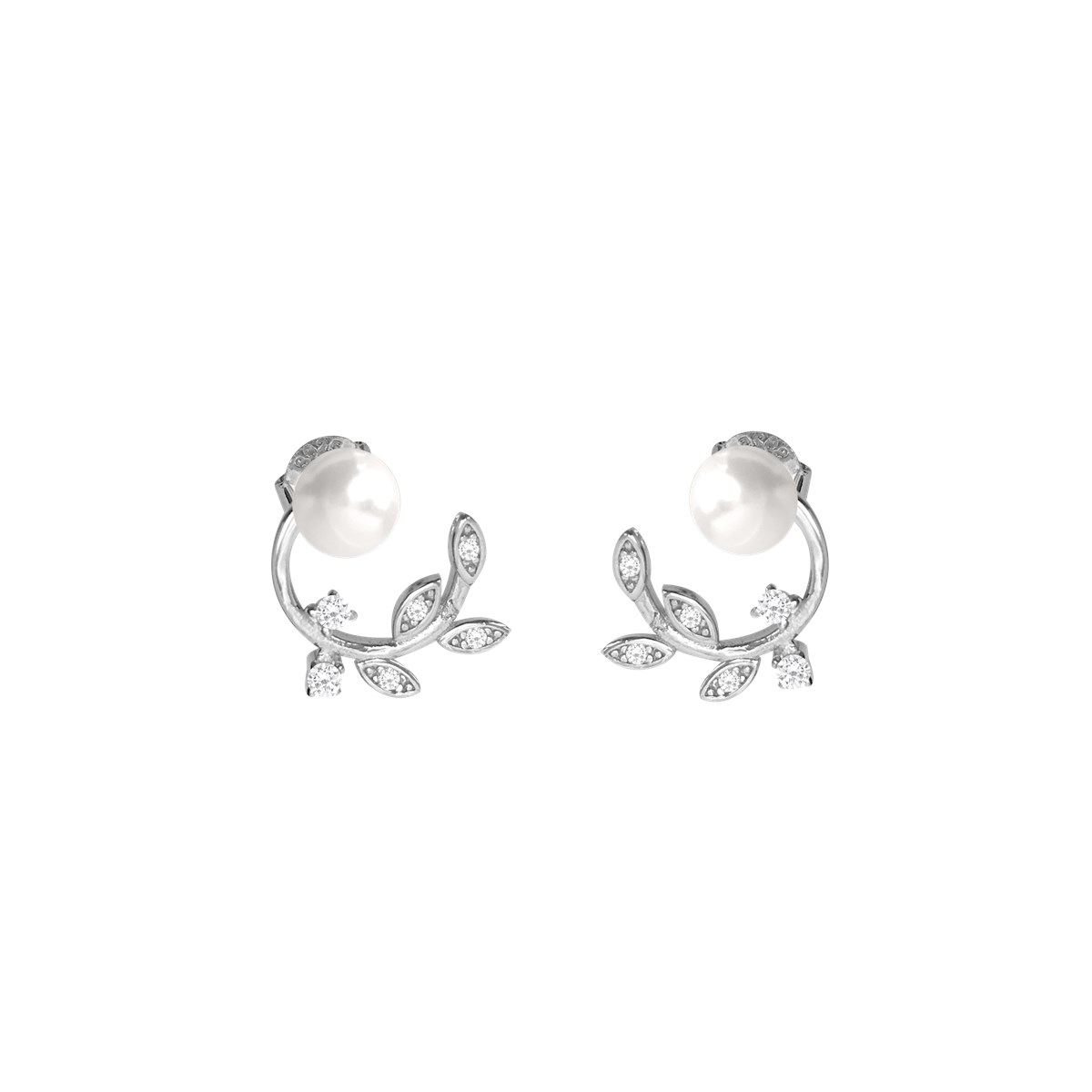 Boucles d'oreilles argent 925 oxyde et perle fantaisie