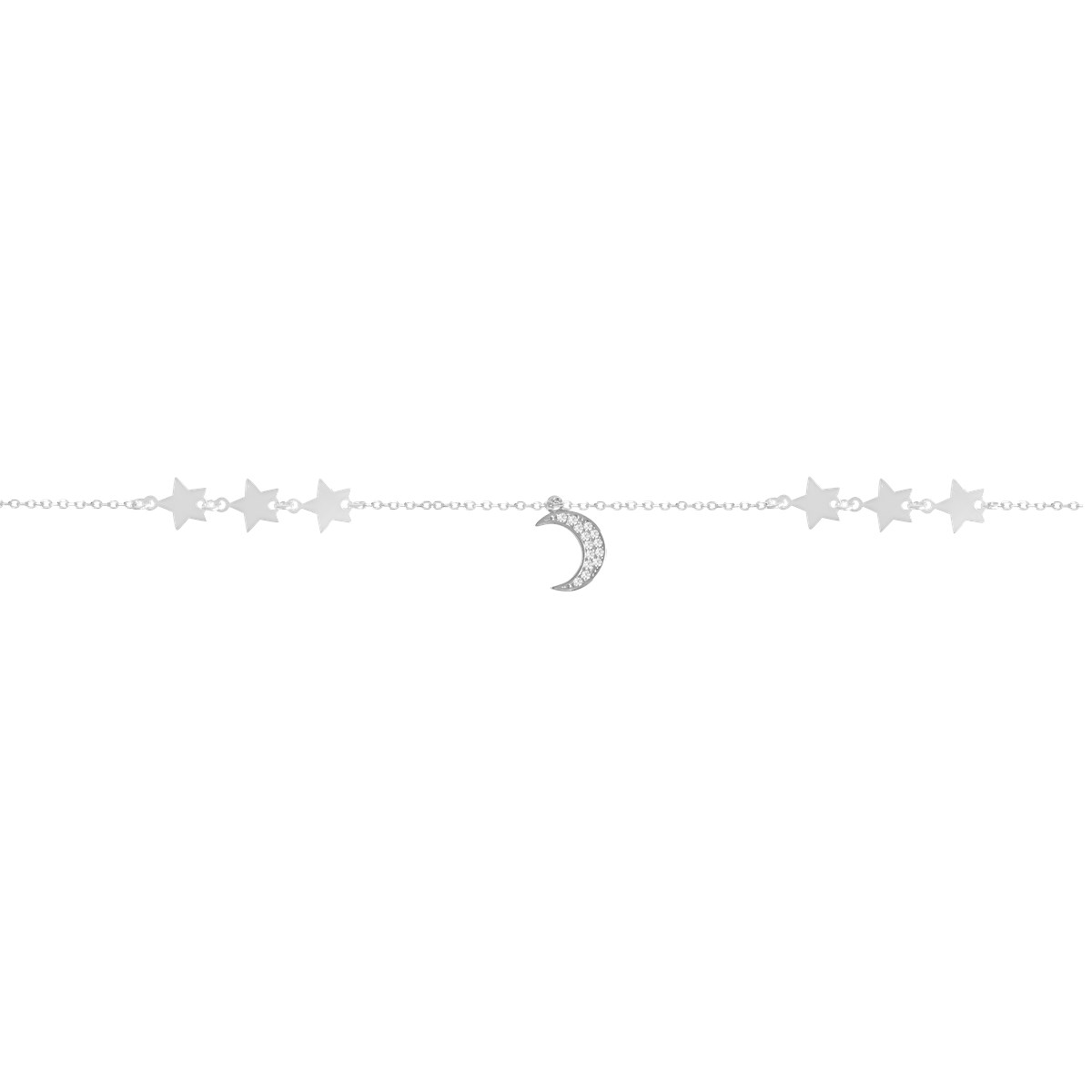 Bracelet croissant de lune et étoiles argent 925 oxyde - vue 2