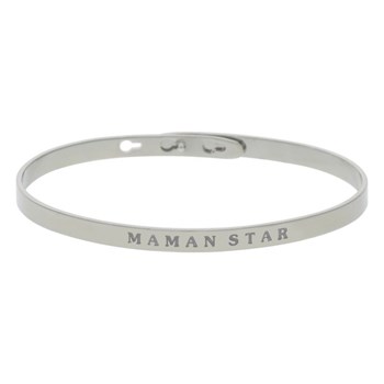 'MAMAN STAR' Jonc argenté bracelet à message