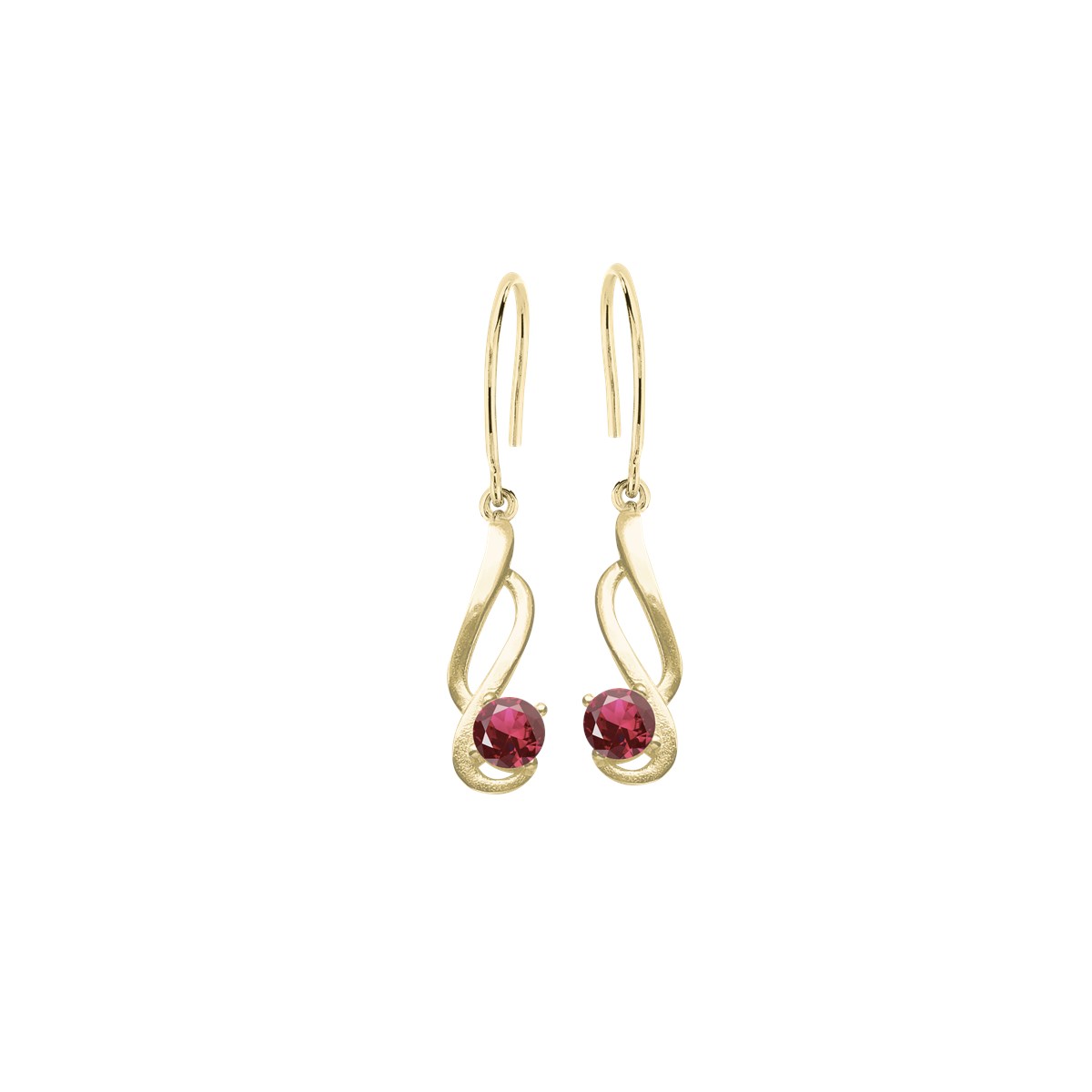 Boucles d'oreilles plaquées or oxyde rubis