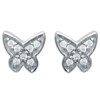 Boucles d'oreilles papillon oxyde de zirconium Argent 925 Rhodié - vue V1