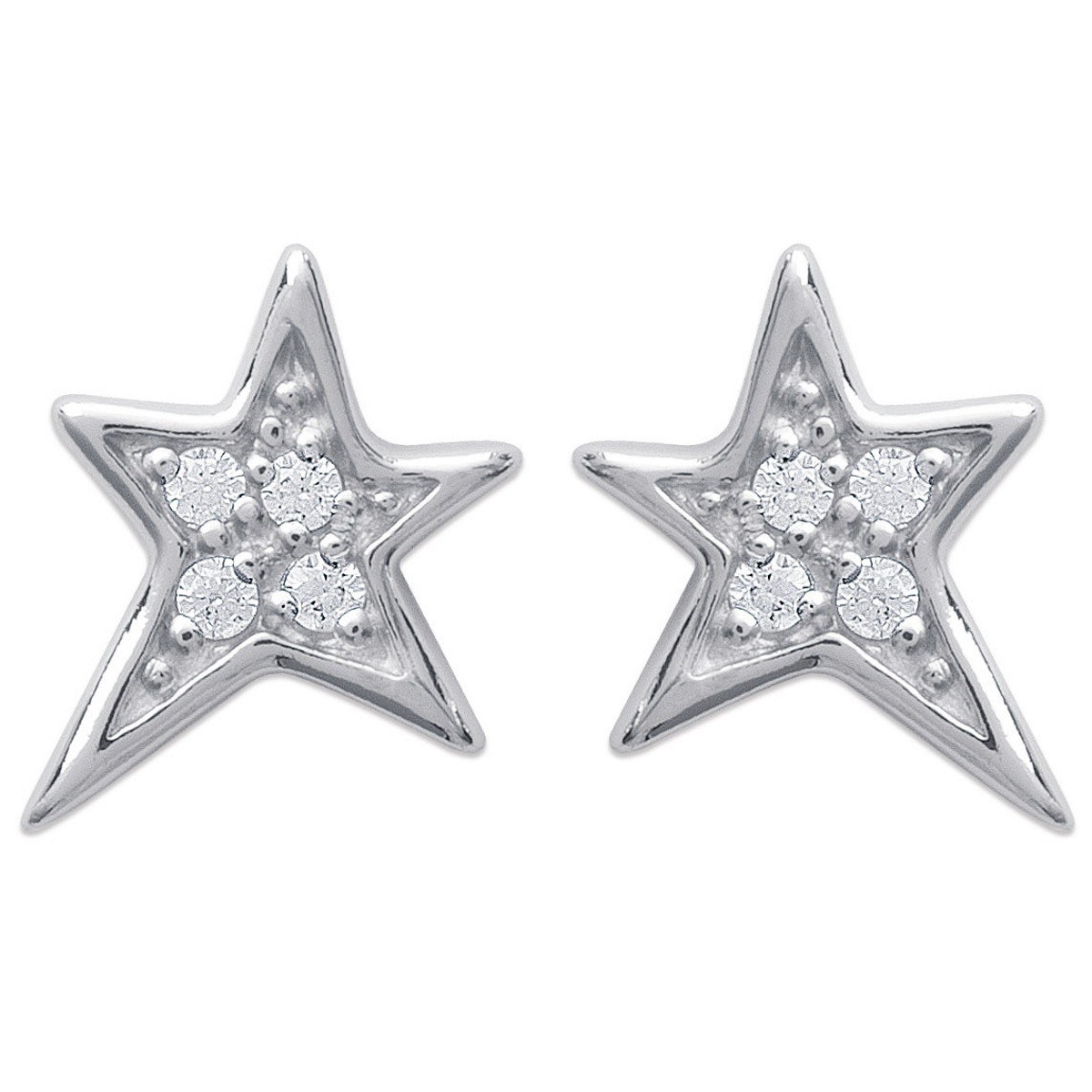 Boucles d'oreilles étoile oxyde de zirconium Argent 925 Rhodié