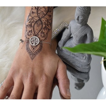 Bracelet arbre de vie cercle serti d'oxyde de zirconium Argent 925 Rhodié