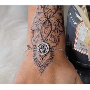 Bracelet arbre de vie cercle serti d'oxyde de zirconium Argent 925 Rhodié