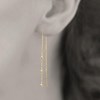 Boucles d'oreilles traversantes chaînes perles de billes Plaqué or 750 3 microns - vue V2