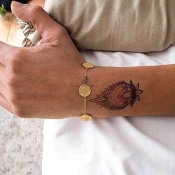 Bracelet arbre de vie 4 médailles rondes Plaqué OR 750 3 microns