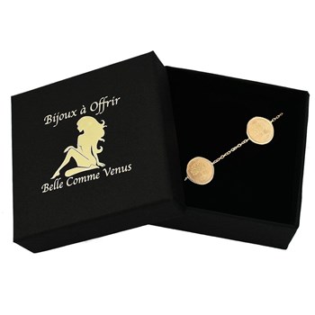 Bracelet arbre de vie 4 médailles rondes Plaqué OR 750 3 microns