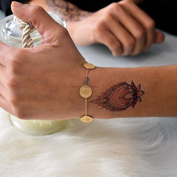 Bracelet arbre de vie 4 médailles rondes Plaqué OR 750 3 microns