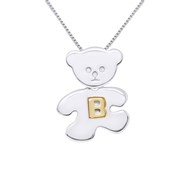 Pendentif OURSON Argent - Lettre B plaqué Or Jaune