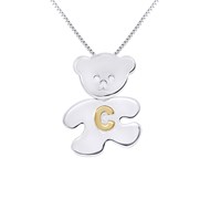 Pendentif OURSON Argent - Lettre C plaqué Or Jaune