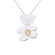 Pendentif OURSON Argent - Lettre G plaqué Or Jaune