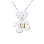 Pendentif OURSON Argent - Lettre H plaqué Or Jaune