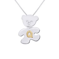 Pendentif OURSON Argent - Lettre Q plaqué Or Jaune