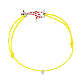 Bracelet GOURMETTE GIRAFE - Nylon jaune - Argent 925