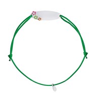 Bracelet GOURMETTE FLEURS - Nylon vert - Argent 925