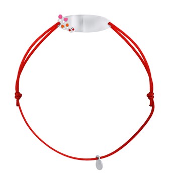 Bracelet GOURMETTE FLEURS - Nylon rouge - Argent 925