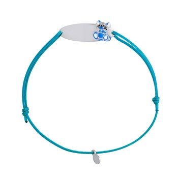 Bracelet GOURMETTE SOURIS - Nylon bleu - Argent 925