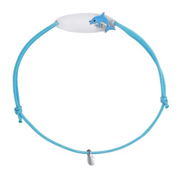 Bracelet GOURMETTE DAUPHIN - Nylon bleu - Argent 925