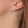 Boucles d'oreilles traversantes chaînes perles de billes Argent 925 Rhodié - vue V3