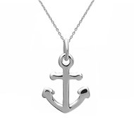 Collier petite ancre marine Argent 925 Rhodié