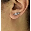 Boucles d'oreilles grimpantes contours d'oreilles feuille sertie d'oxyde de zirconium Argent 925 Rhodié - vue V2