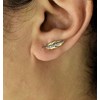 Boucles d'oreilles grimpantes contours d'oreilles feuille sertie d'oxyde de zirconium Plaqué OR 750 3 microns 2 tons - vue V2