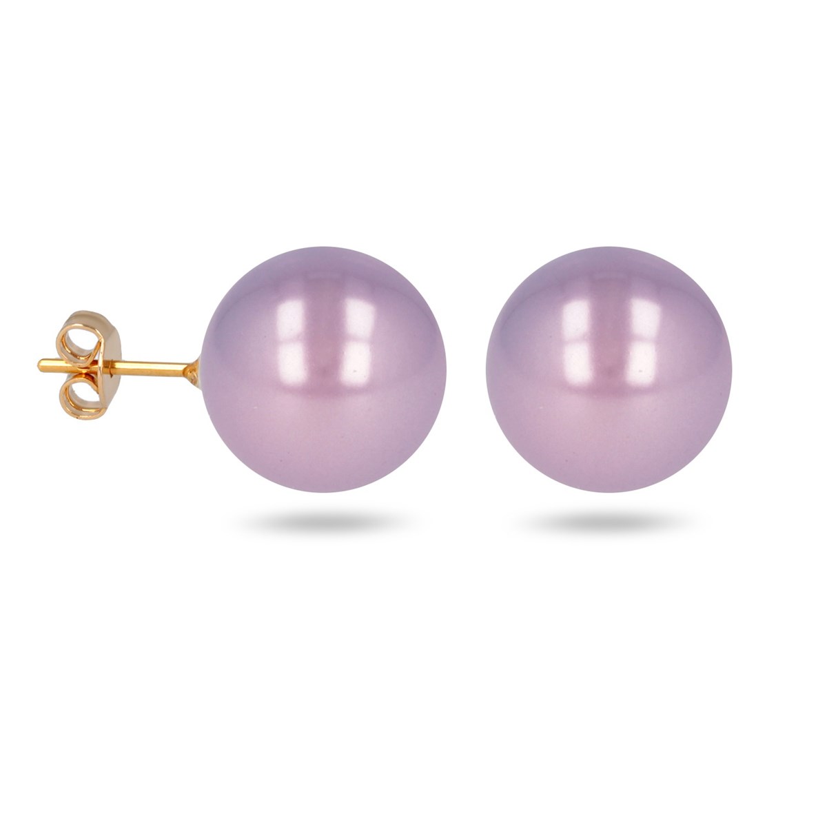 Boucles d'oreille plaqué or perle d'imitation de Majorque violet 14MM
