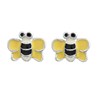Boucles d'oreilles petite abeille émail jaune, noir et blanc Argent 925 Rhodié - vue V1