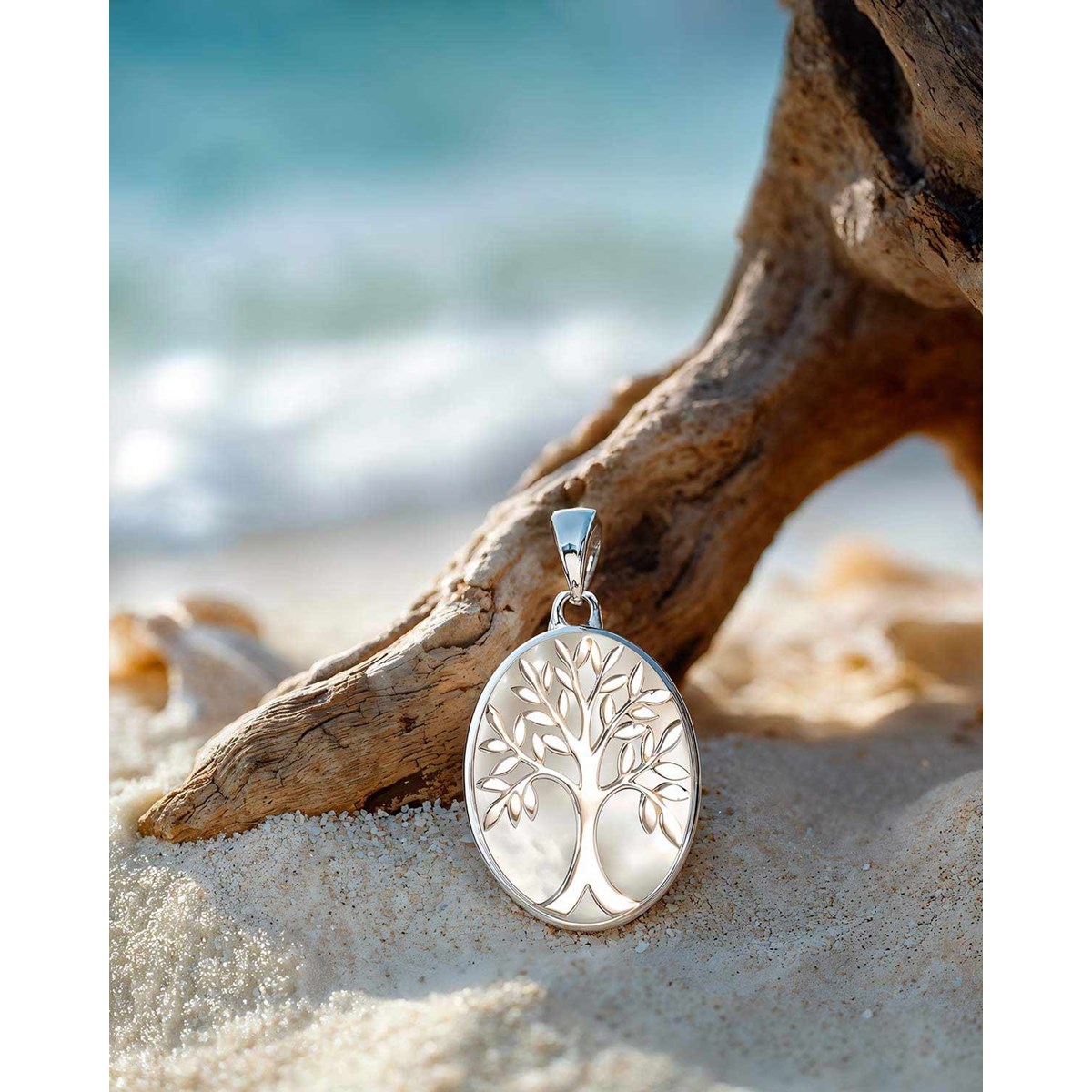 Pendentif Thalia Argent 925 et Nacre Blanche | Arbre de Vie ADEN | Bijou Symbolique - vue 4