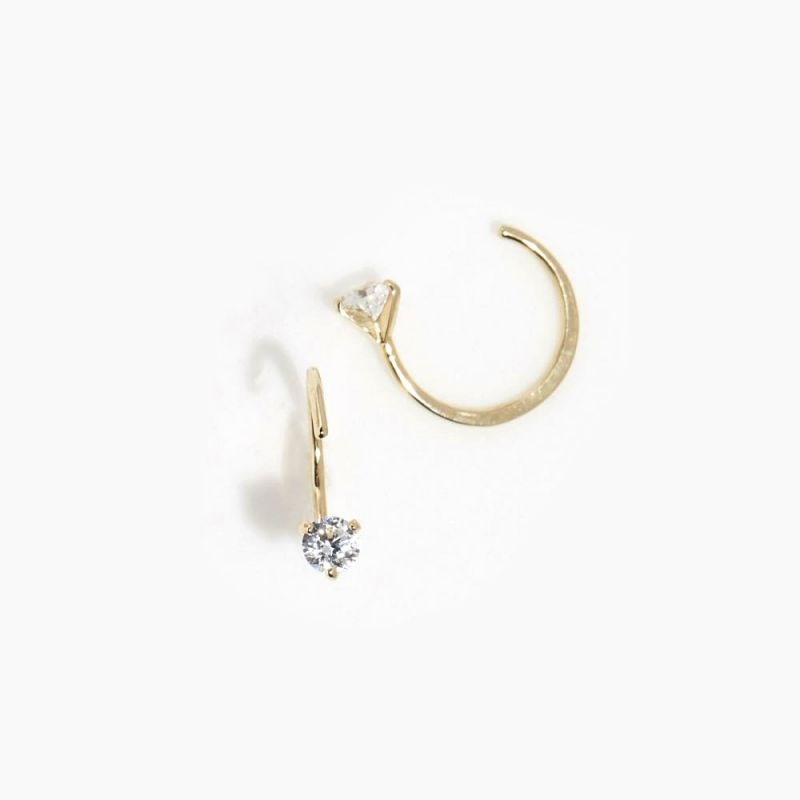 Boucles d'oreilles Or Jaune  et Zirconium - vue 4