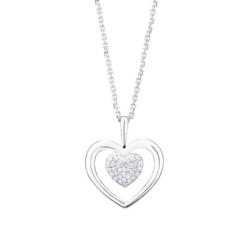 Pendentif 'Coeur Tendresse' Or Blanc et Diamants