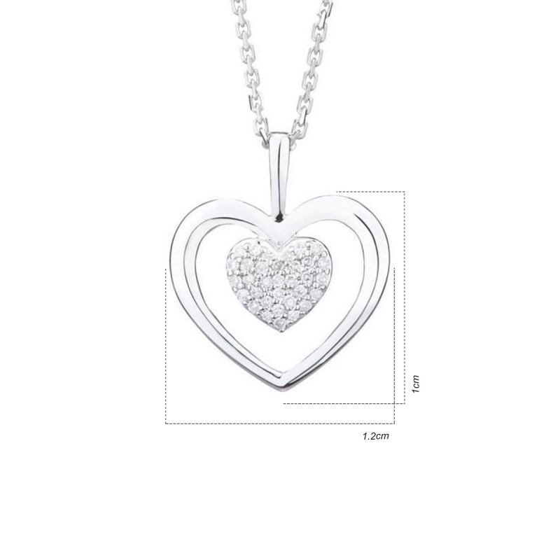 Pendentif 'Coeur Tendresse' Or Blanc et Diamants - vue 5