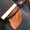 Bracelet Jonc Homme acier et cuir noir 'ODO' - vue V2